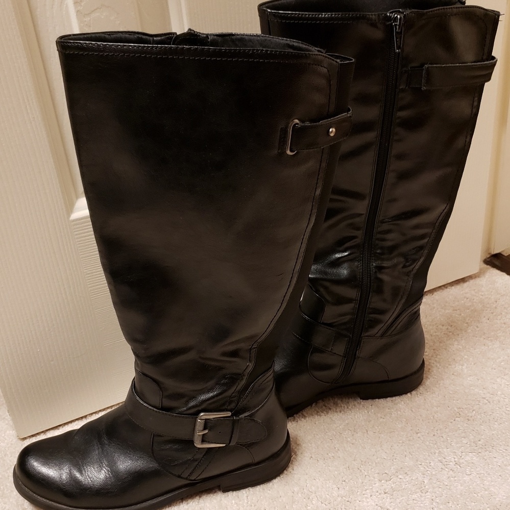 Black Wide Calf Riding Boots